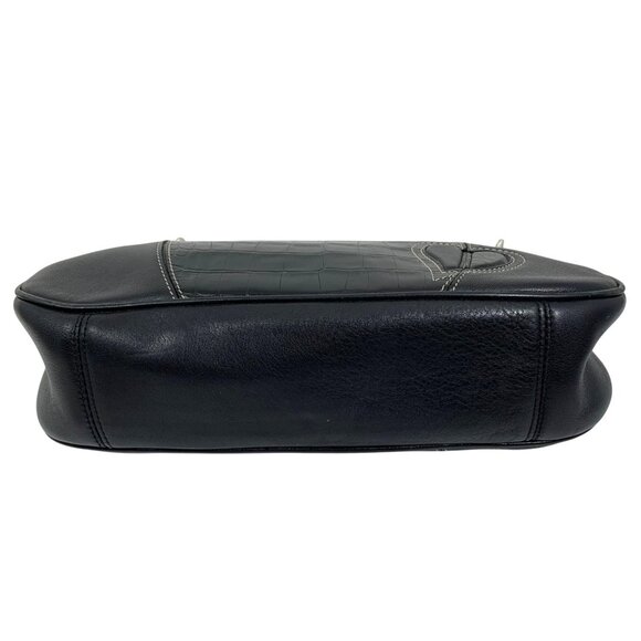 BRIGHTON Hilda Moon Purse Black Croc Embossed Pebbled Leather Demi Shoulder Bag - Picture 4 of 16